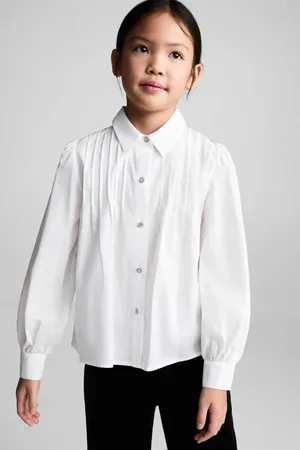 MANGO Blouse Meisjes Katoen Klassieke kraag Effen