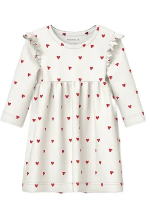 NAME IT BABY korte jurk wit Meisjes Stretchkatoen Ronde hals Effen