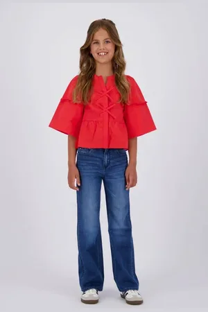 Vingino Blouse rood Meisjes Katoen Opstaande kraag Effen