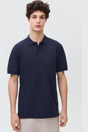MANGO Polo Blauw Jongens Katoen Polokraag Effen