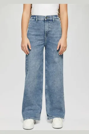 QS by s.Oliver Wide leg high waist jeans medium blue denim Effen