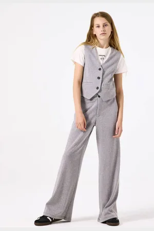 Garcia Straight grijs Broek Meisjes Polyester Streep
