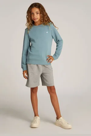 Calvin Klein Sweater met logo Blauw Jongens/Meisjes Katoen Ronde hals Logo