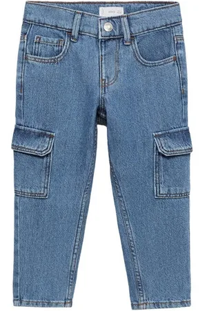 MANGO Straight leg medium blue denim Jeans Blauw Effen