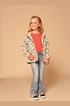 Stains&Stories Tussenjas groen Meisjes Polyester Capuchon All over print