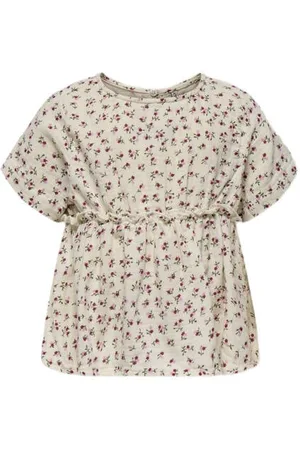 ONLY KIDS MINI blousetop ecru Meisjes Katoen Ronde hals Effen