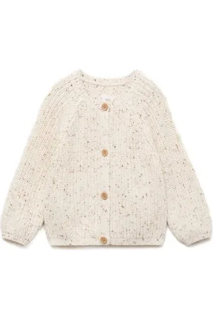MANGO Vest beige gebreid Meisjes Katoen Ronde hals Gemêleerd