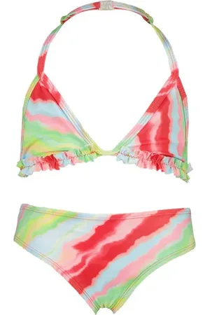 Vingino Halterbikini Zolie rood/groen/multicolor Meisjes Polyamide Meerkleurig