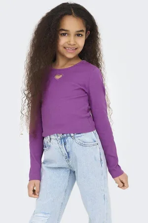 ONLY KIDS GIRL longsleeve Meisjes Stretchkatoen Ronde hals Effen