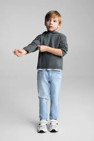 MANGO Trui groen gebreid Jongens Viscose Capuchon Effen