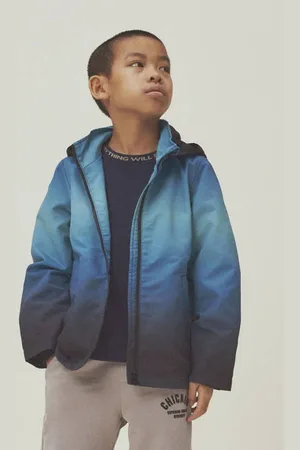 NAME IT KIDS jack blauw Jas Zwart Jongens Polyester Capuchon All over print