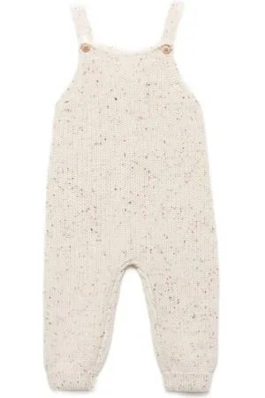 MANGO Tuinbroek beige Meisjes Katoen Vierkante hals Melée