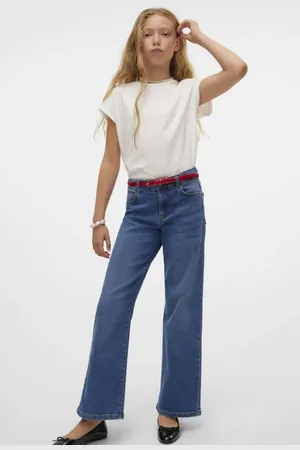 VERO MODA Wide leg jeans Blauw Effen