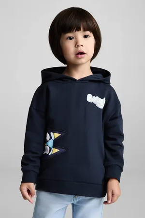 MANGO Bluey hoodie donkerblauw Sweater Printopdruk