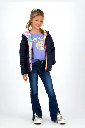 Vingino Reversible jas donkerblauw Meisjes Nylon Capuchon Meerkleurig