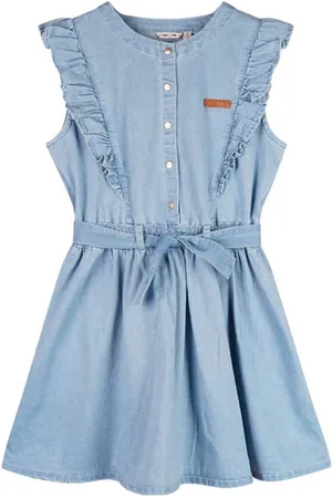 NoNo Spijkerjurk light blue denim Blauw Meisjes Stretchdenim Ronde hals