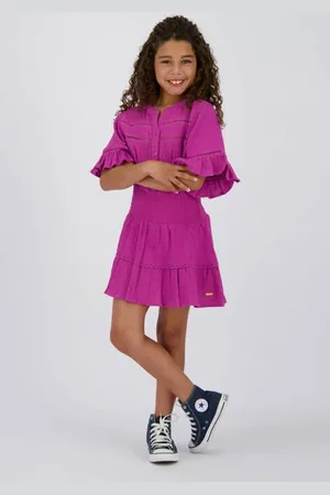 Vingino Midi jurk roze Meisjes Katoen Ronde hals Effen