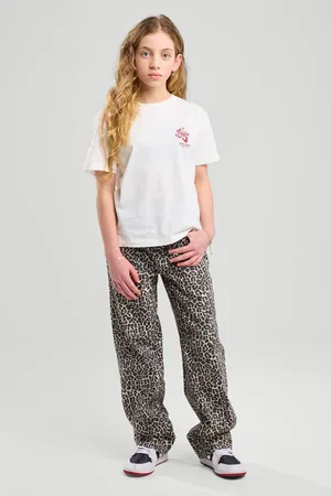America today High waist bruin Jeans Meisjes Denim Panterprint