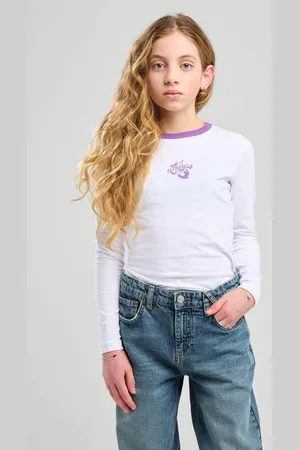 America today Longsleeve wit Meisjes Katoen Ronde hals Printopdruk