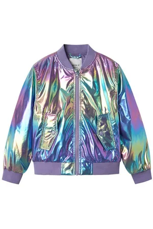 NAME IT KIDS bomberjack paars Jas Meisjes Polyester Ronde hals Meerkleurig