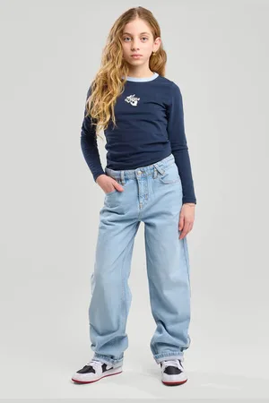 America today Longsleeve donkerblauw Meisjes Katoen Ronde hals Printopdruk
