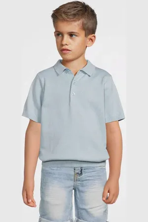 LEVV Polo blauw Jongens Katoen Polokraag Effen