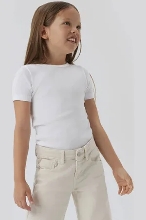 NAME IT KIDS mouwloze top wit rib gebreid Meisjes Stretchkatoen Ronde hals