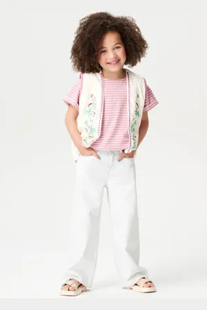 Noppies Kids gilet wit Meisjes Katoen Openvallende hals Printopdruk