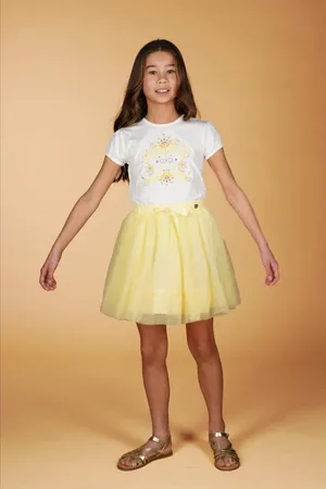 Le Chic Midi rok geel Meisjes Polyester Effen