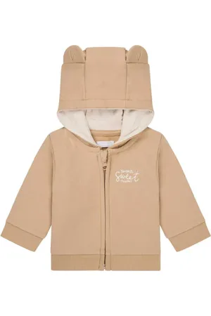 Noppies Baby sweatvest lichtbruin Jongens/Meisjes Katoen Capuchon Effen