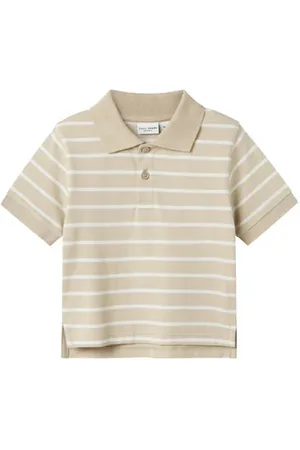 NAME IT MINI polo beige Jongens Stretchkatoen Polokraag Streep