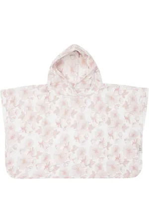 Witlof for kids Hydrofiele poncho Flower Powder Badjas Meisjes Katoen Capuchon