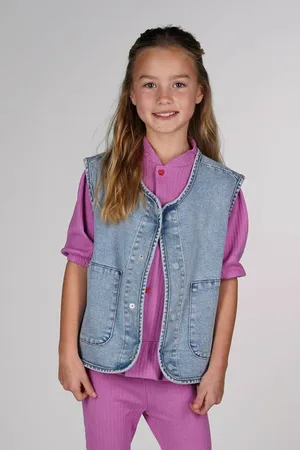 The New Chapter Gilet light blue denim Blauw Effen