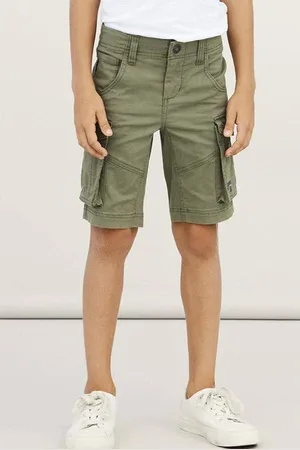 NAME IT KIDS regular fit cargo bermuda NKMRYAN Korte broek Groen Jongens/Meisjes Stretchkatoen