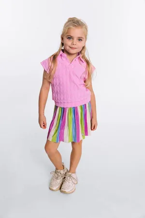 Quapi Top roze Meisjes Polyester Klassieke kraag Ruit