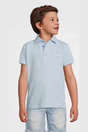 Quapi Polo blauw Jongens Katoen Polokraag Effen
