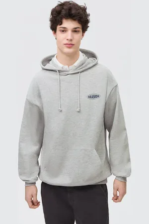 MANGO Hoodie grijs melange Sweater Backprint