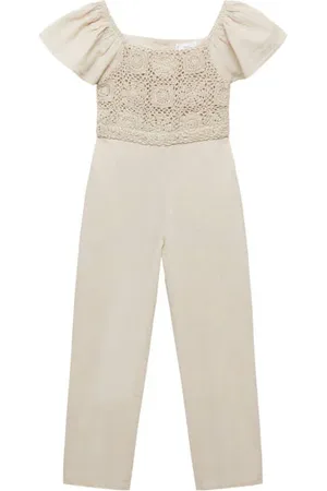 MANGO Jumpsuit Meisjes Katoen Vierkante hals Effen