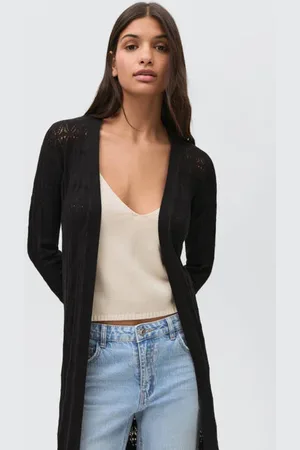 MANGO Lang vest Meisjes Viscose Openvallende hals Effen