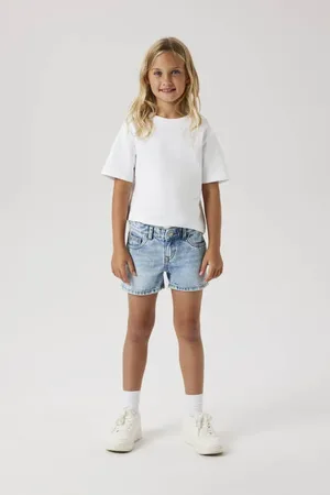 NAME IT KIDS denim short Korte broek Blauw Effen