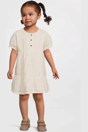 Your Wishes Korte jurk broderie Meisjes Katoen Ronde hals Effen