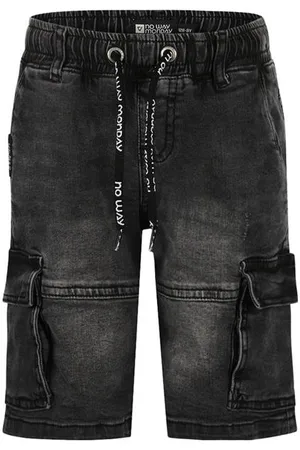 No Way Monday Denim short black denim Korte broek Zwart Jongens Stretchdenim