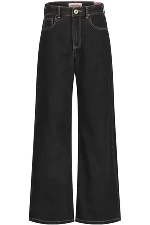 Vingino Wide leg jeans black denim Zwart Effen