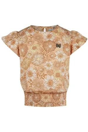 Koko Blousetop oranje Meisjes Polyester Ronde hals Bloemen