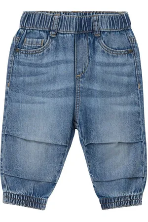 QS by s.Oliver High waist tapered jeans Blauw Effen