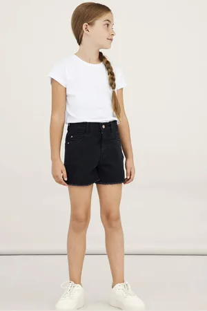 NAME IT KIDS mom denim short Korte broek Zwart Meisjes Stretchdenim