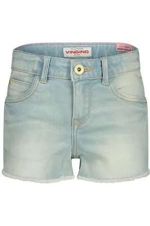 Vingino Regular denim short light blue denim Korte broek Blauw Meisjes Stretchdenim
