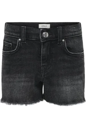 ONLY KIDS GIRL straight denim short Korte broek Zwart Effen
