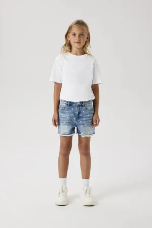 NAME IT KIDS mom denim short Korte broek Blauw Effen