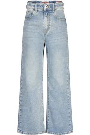 Vingino Wide leg jeans medium blue denim Blauw Effen